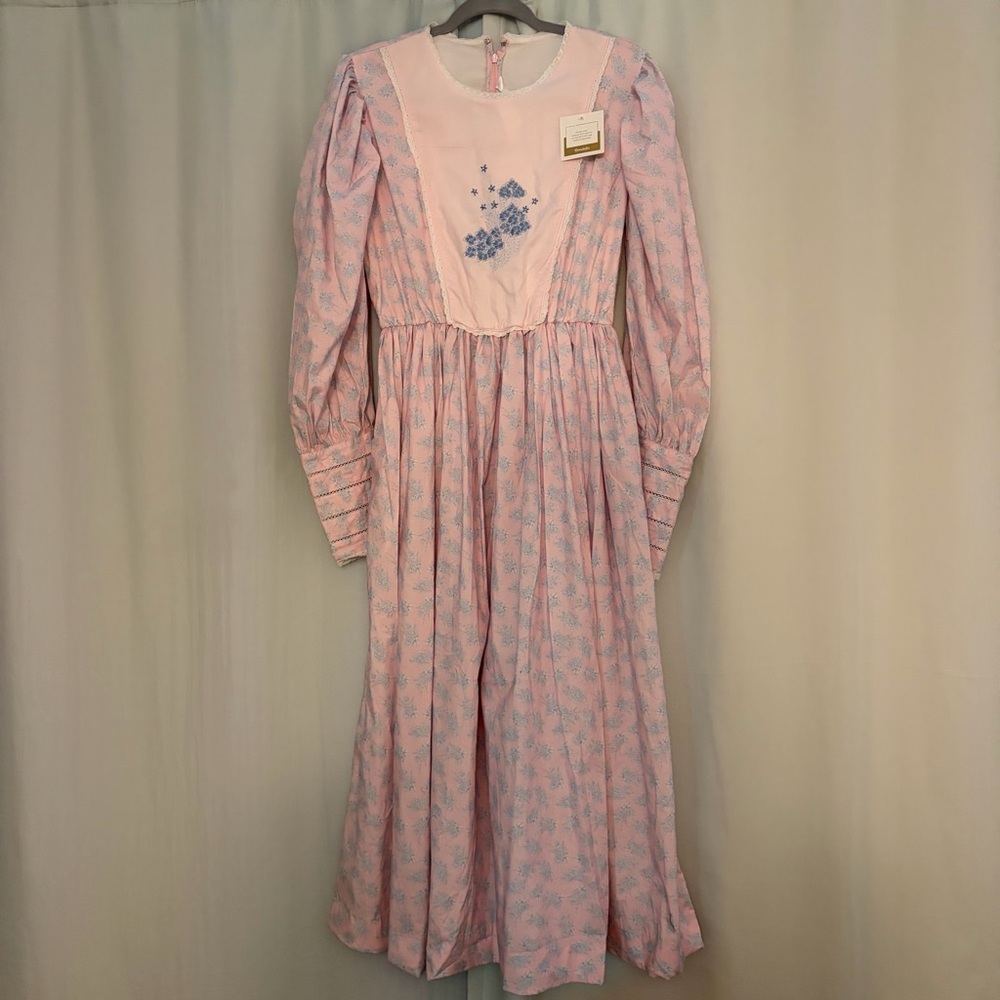 Women's Pink Long Sleeve Embroidered Prairie Dress